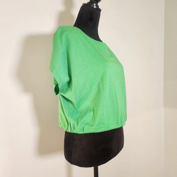 DOUBLE ZERO Green Open Back Short Sleeve Top, Size Large - Picture 4 of 9